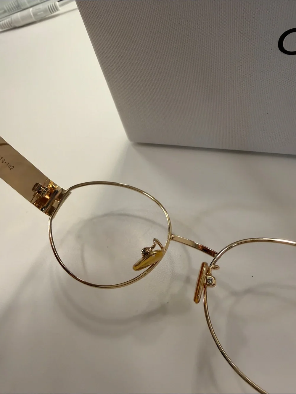 Celine Gold Metal Rimmed Women's Eyeglasses with Black Temple Tips